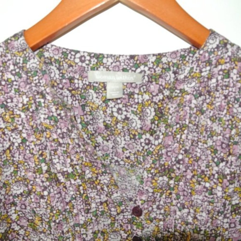 Woman Within Pintucked Half-Button Floral Tunic 18 - Picture 6 of 8